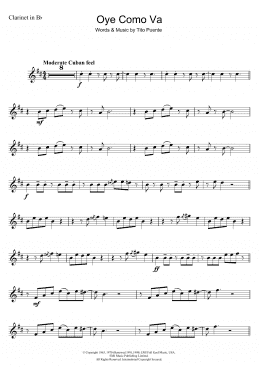 page one of Oye Como Va (Clarinet Solo)