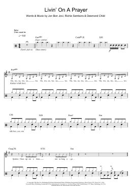 page one of Livin' On A Prayer (Drums)