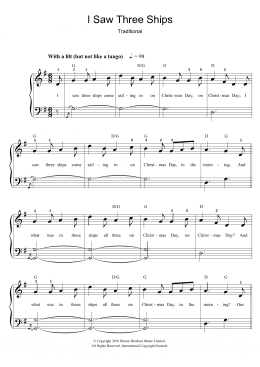 page one of I Saw Three Ships (Easy Piano)