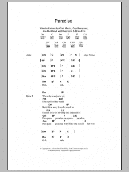 page one of Paradise (Guitar Chords/Lyrics)