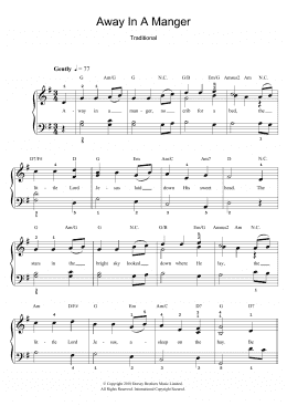 page one of Away In A Manger (Beginner Piano (Abridged))