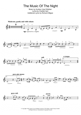 page one of The Music Of The Night (from The Phantom Of The Opera) (Violin Solo)