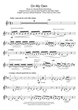 page one of On My Own (from Les Miserables) (Violin Solo)