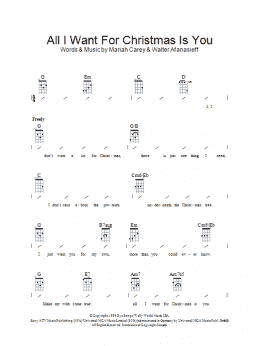 page one of All I Want For Christmas Is You (Ukulele Chords/Lyrics)