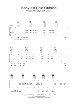 page one of Baby, It's Cold Outside (Ukulele Chords/Lyrics)