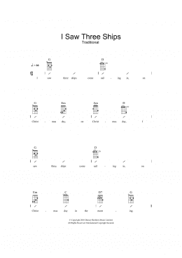 page one of I Saw Three Ships (Ukulele Chords/Lyrics)