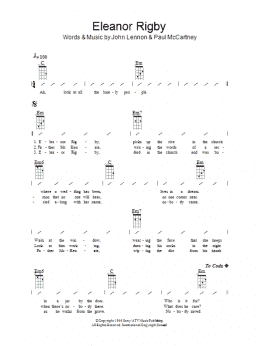 page one of Eleanor Rigby (Ukulele Chords/Lyrics)