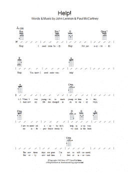 page one of Help! (Ukulele Chords/Lyrics)