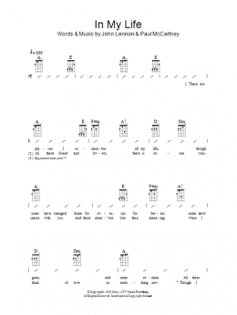 page one of In My Life (Ukulele Chords/Lyrics)