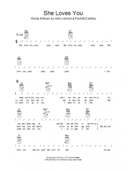 page one of She Loves You (Ukulele Chords/Lyrics)