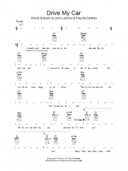 page one of Drive My Car (Ukulele Chords/Lyrics)