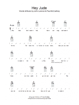 page one of Hey Jude (Ukulele Chords/Lyrics)