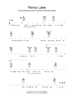 page one of Penny Lane (Ukulele Chords/Lyrics)