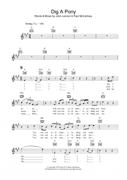 page one of Dig A Pony (Lead Sheet / Fake Book)