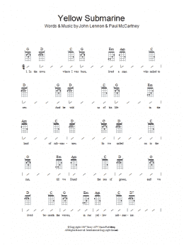 page one of Yellow Submarine (Ukulele Chords/Lyrics)