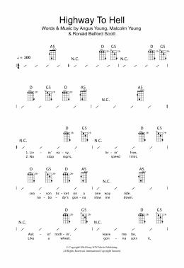 page one of Highway To Hell (Ukulele Chords/Lyrics)