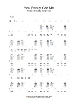 page one of You Really Got Me (Ukulele Chords/Lyrics)