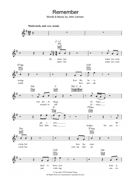 page one of Remember (Lead Sheet / Fake Book)