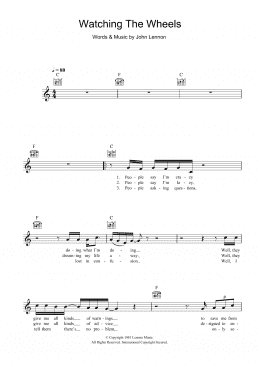 page one of Watching The Wheels (Lead Sheet / Fake Book)