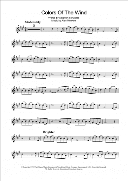 page one of Colors Of The Wind (from Pocahontas) (Alto Sax Solo)