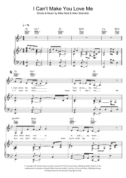 page one of I Can't Make You Love Me (Piano, Vocal & Guitar Chords)