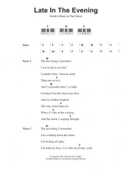 page one of Late In The Evening (Piano Chords/Lyrics)