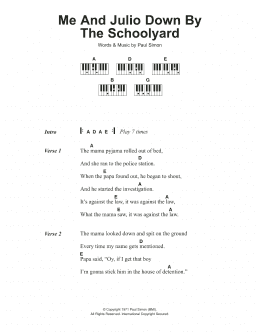 page one of Me And Julio Down By The Schoolyard (Piano Chords/Lyrics)