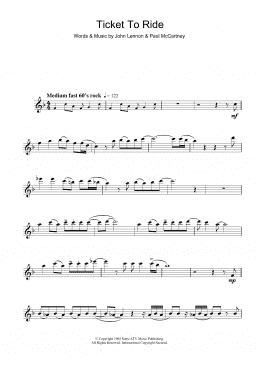 page one of Ticket To Ride (Flute Solo)