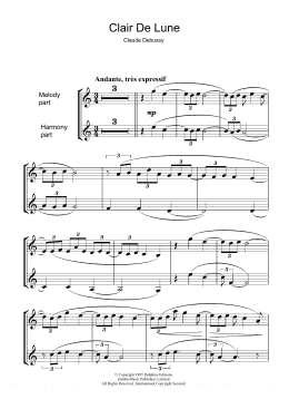 page one of Clair De Lune (Clarinet Solo)