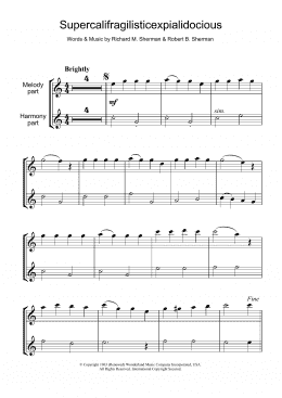 page one of Supercalifragilisticexpialidocious (from Mary Poppins) (Flute Solo)