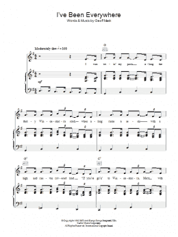 page one of I've Been Everywhere (Piano, Vocal & Guitar Chords)