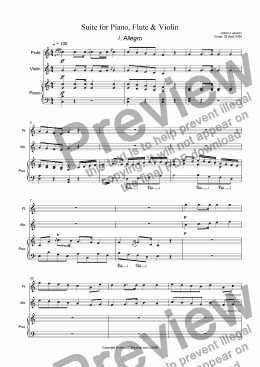 page one of Suite for Piano, Flute & Violin - I. Allegro