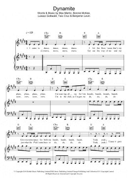 page one of Dynamite (Piano, Vocal & Guitar Chords)