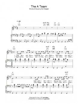 page one of The A Team (Piano, Vocal & Guitar Chords)