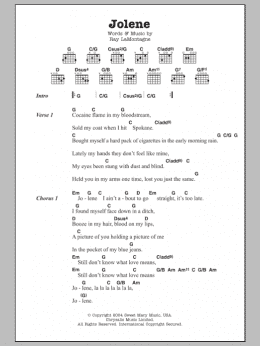 page one of Jolene (Guitar Chords/Lyrics)