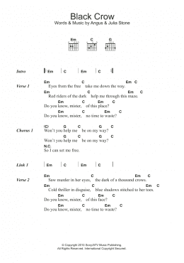 page one of Black Crow (Guitar Chords/Lyrics)