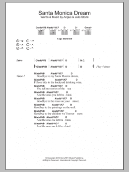 page one of Santa Monica Dream (Guitar Chords/Lyrics)