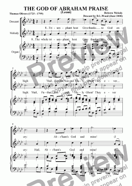 page one of Descant To The God Of Abraham Praise