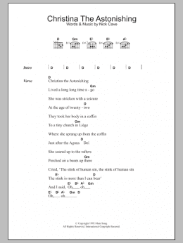 page one of Christina The Astonishing (Guitar Chords/Lyrics)