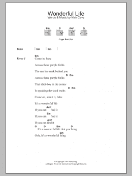 page one of Wonderful Life (Guitar Chords/Lyrics)