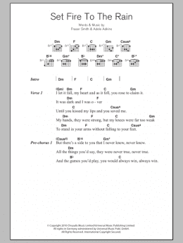 page one of Set Fire To The Rain (Guitar Chords/Lyrics)