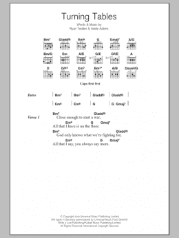 page one of Turning Tables (Guitar Chords/Lyrics)