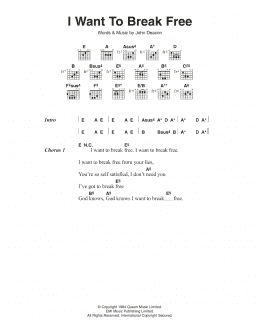 page one of I Want To Break Free (Guitar Chords/Lyrics)