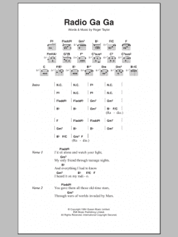 page one of Radio Ga Ga (Guitar Chords/Lyrics)