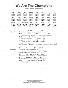 page one of We Are The Champions (Guitar Chords/Lyrics)