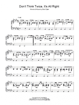 page one of Don't Think Twice, It's All Right (Piano Solo)