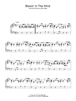 page one of Blowin' In The Wind (Piano Solo)