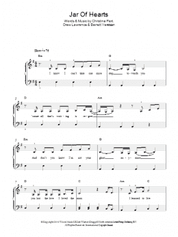 page one of Jar Of Hearts (Easy Piano)