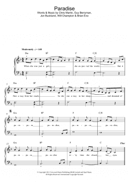 page one of Paradise (Beginner Piano (Abridged))