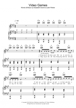 page one of Video Games (Piano, Vocal & Guitar Chords)